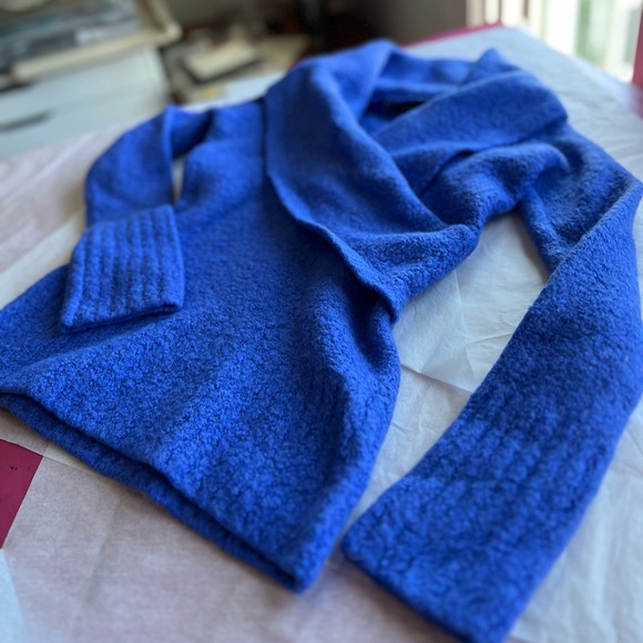 VTG Moda International sz M shawl collar sweater violet wool/acrylic/spandex - Picture 13 of 13